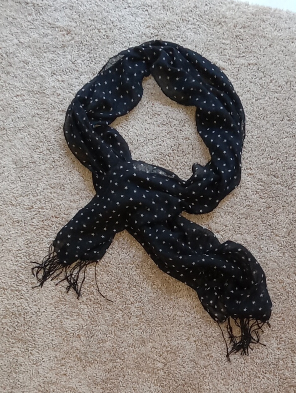 Black Star Print Sheer Scarf Black With Little Stars